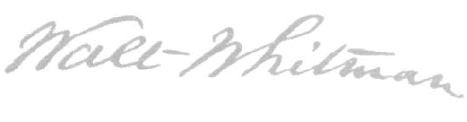 Firma di Walt Whitman tratta dal frontespizio di Foglie d'erba (1891-92).